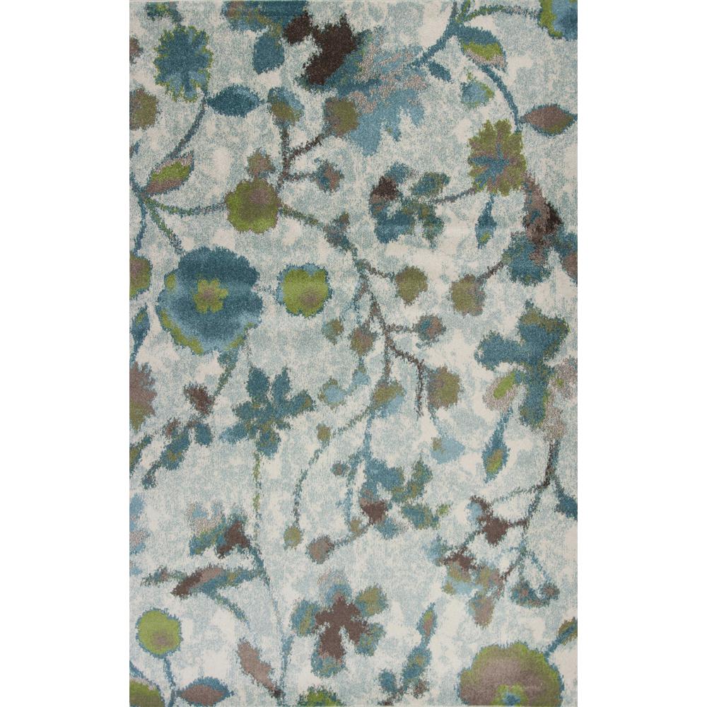 8'x11' Teal Blue Machine Woven Floral Indoor Area Rug - 349848. Picture 1