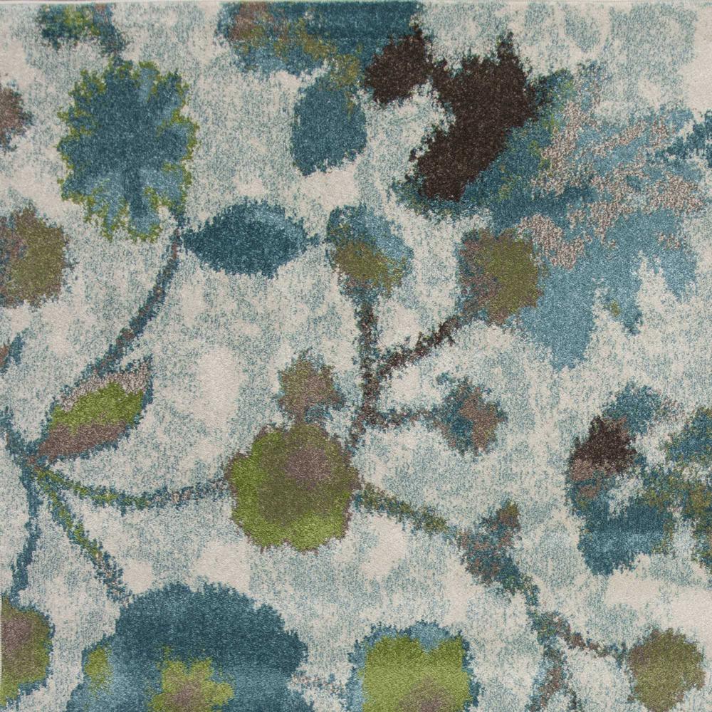 8'x11' Teal Blue Machine Woven Floral Indoor Area Rug - 349848. Picture 4