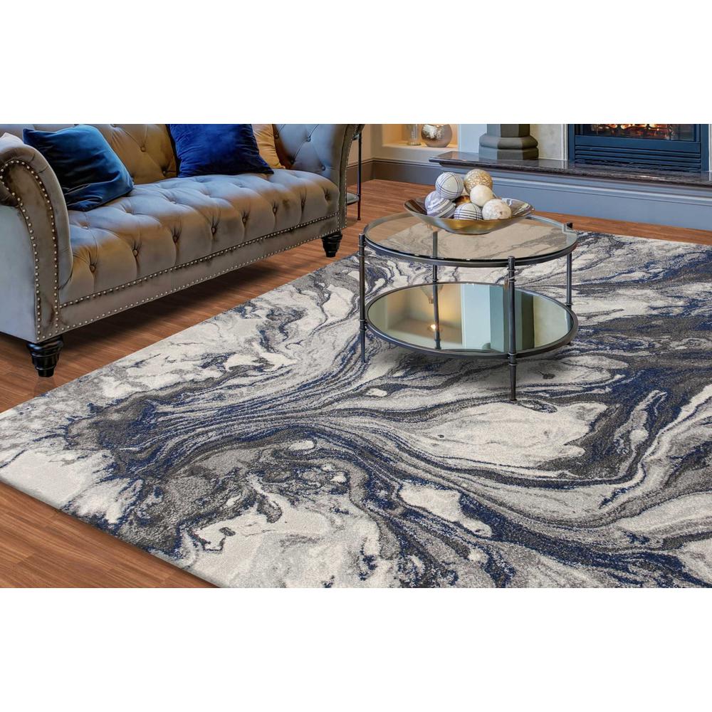 8'x11' Grey Machine Woven Abstract Watercolor Indoor Area Rug - 349857. Picture 2