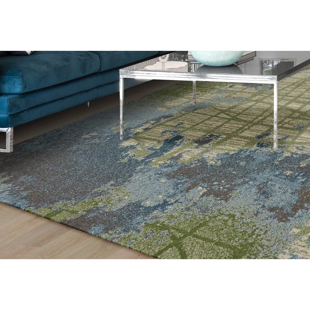 8'x11' Green Blue Machine Woven Abstract Indoor Area Rug - 349861. Picture 4