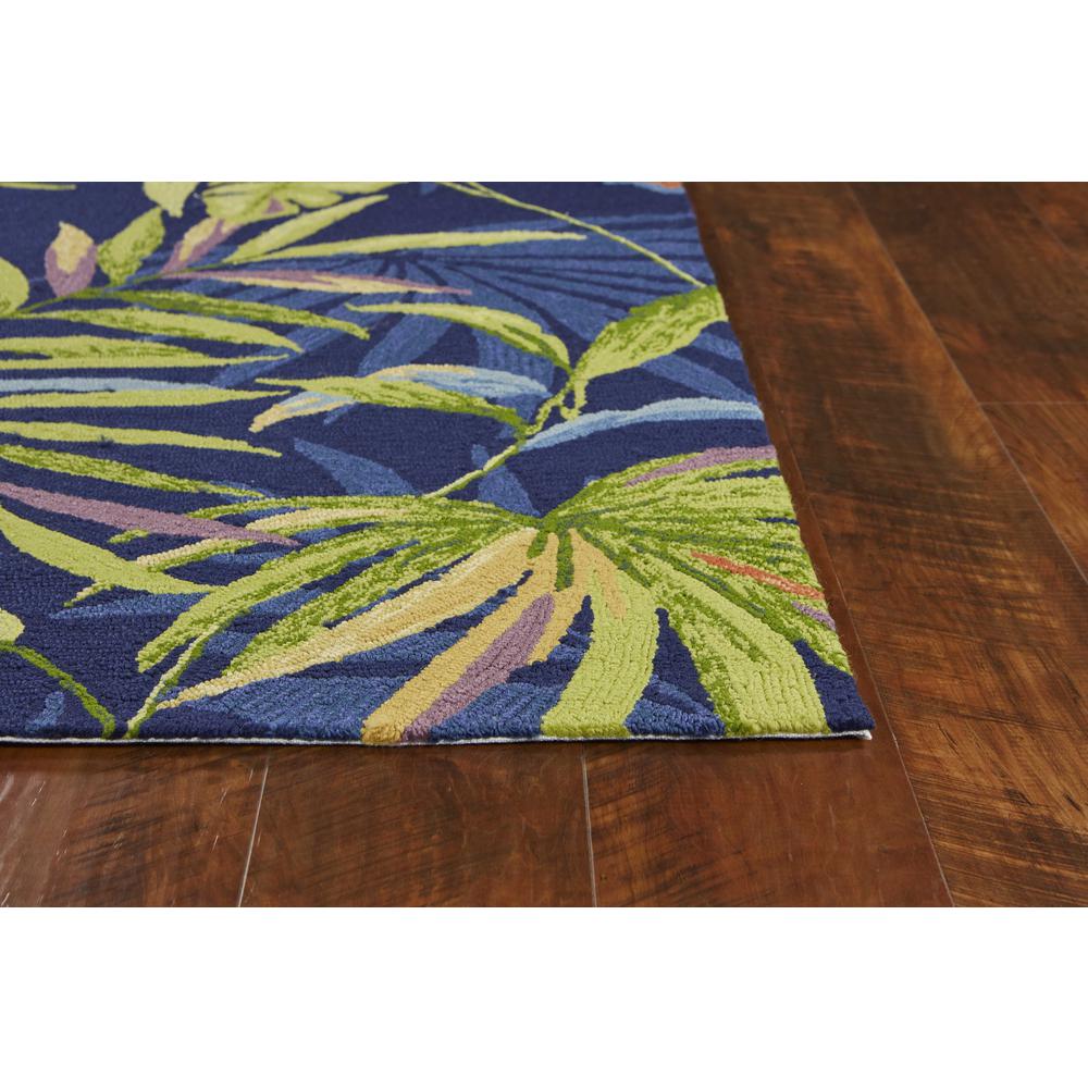 8'x10' Ink Blue Hand Hooked UV Treated Oversized Tropical Leaves Indoor Outdoor Area Rug - 349931. Picture 5