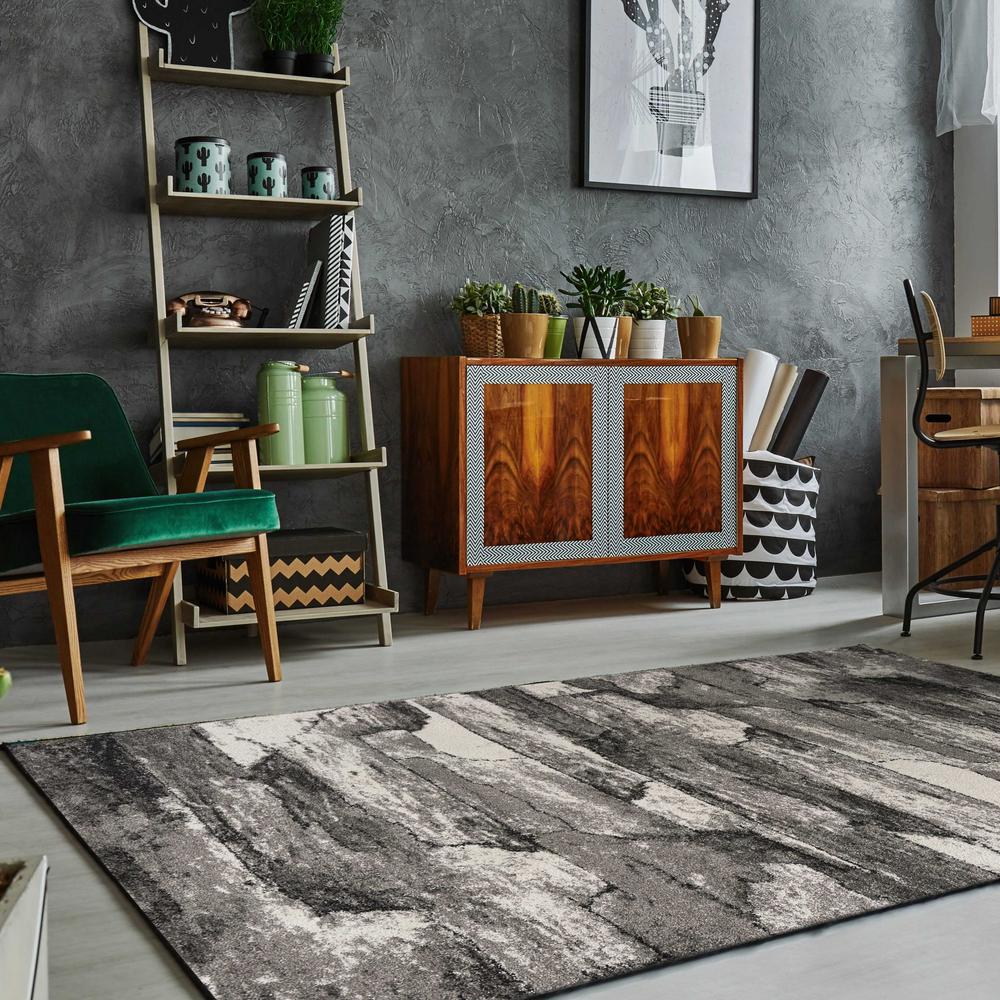 8'x11' Grey Machine Woven Abstract Indoor Area Rug - 349939. Picture 2
