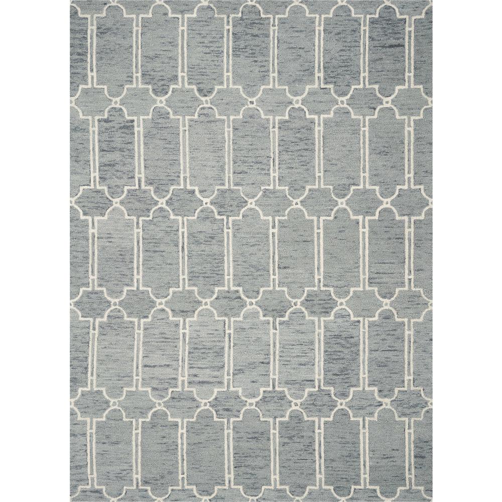 8'x10' Slate Blue Hand Tufted Geometric Indoor Area Rug - 349949. Picture 1