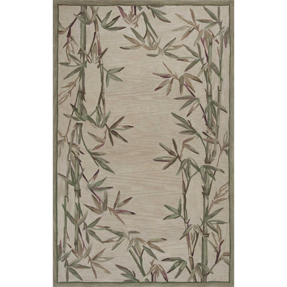 5'x8' Ivory Hand Tufted Bordered Bamboo Indoor Area Rug - 350042. Picture 1