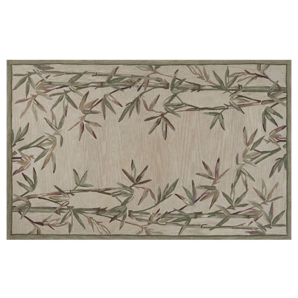 5'x8' Ivory Hand Tufted Bordered Bamboo Indoor Area Rug - 350042. Picture 3