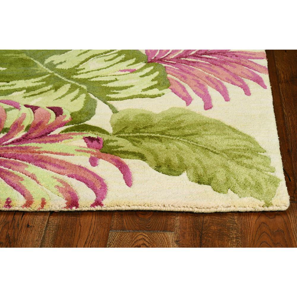 5'x8' Beige Hand Tufted Tropical Leaves Indoor Area Rug - 350044. Picture 2