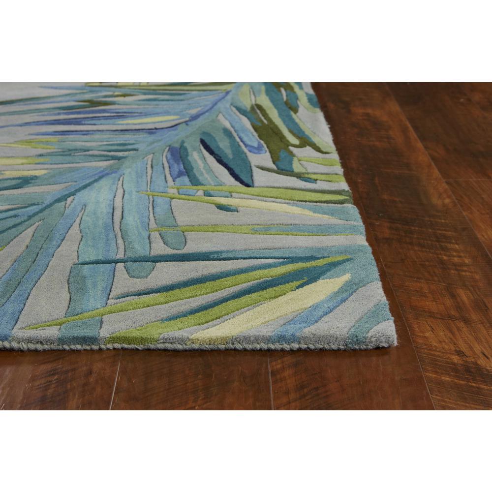 5'x8' Grey Blue Hand Tufted Tropical Palms Indoor Area Rug - 350048. Picture 2