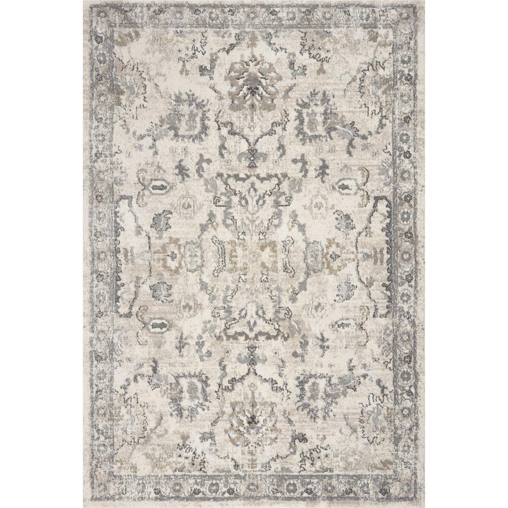 8'x10' Ivory Machine Woven Distressed Floral Traditional Indoor Area Rug - 350057. Picture 1