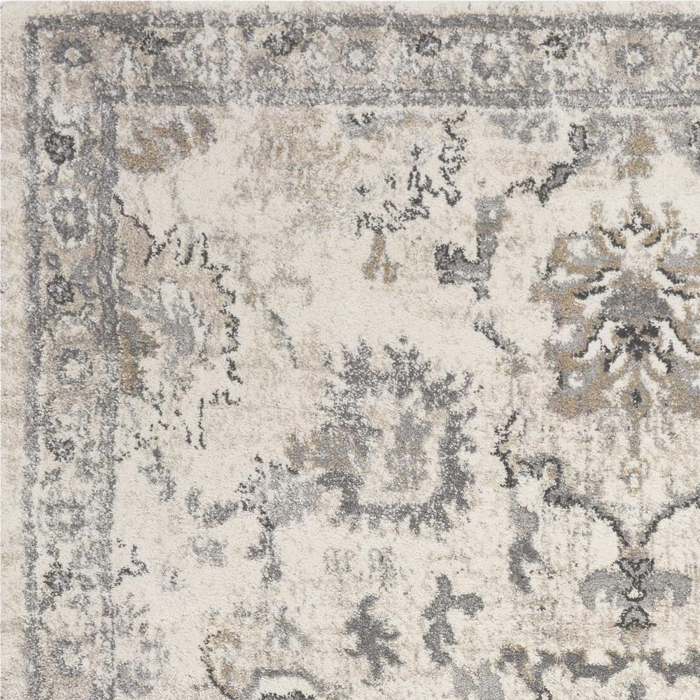 8'x10' Ivory Machine Woven Distressed Floral Traditional Indoor Area Rug - 350057. Picture 3