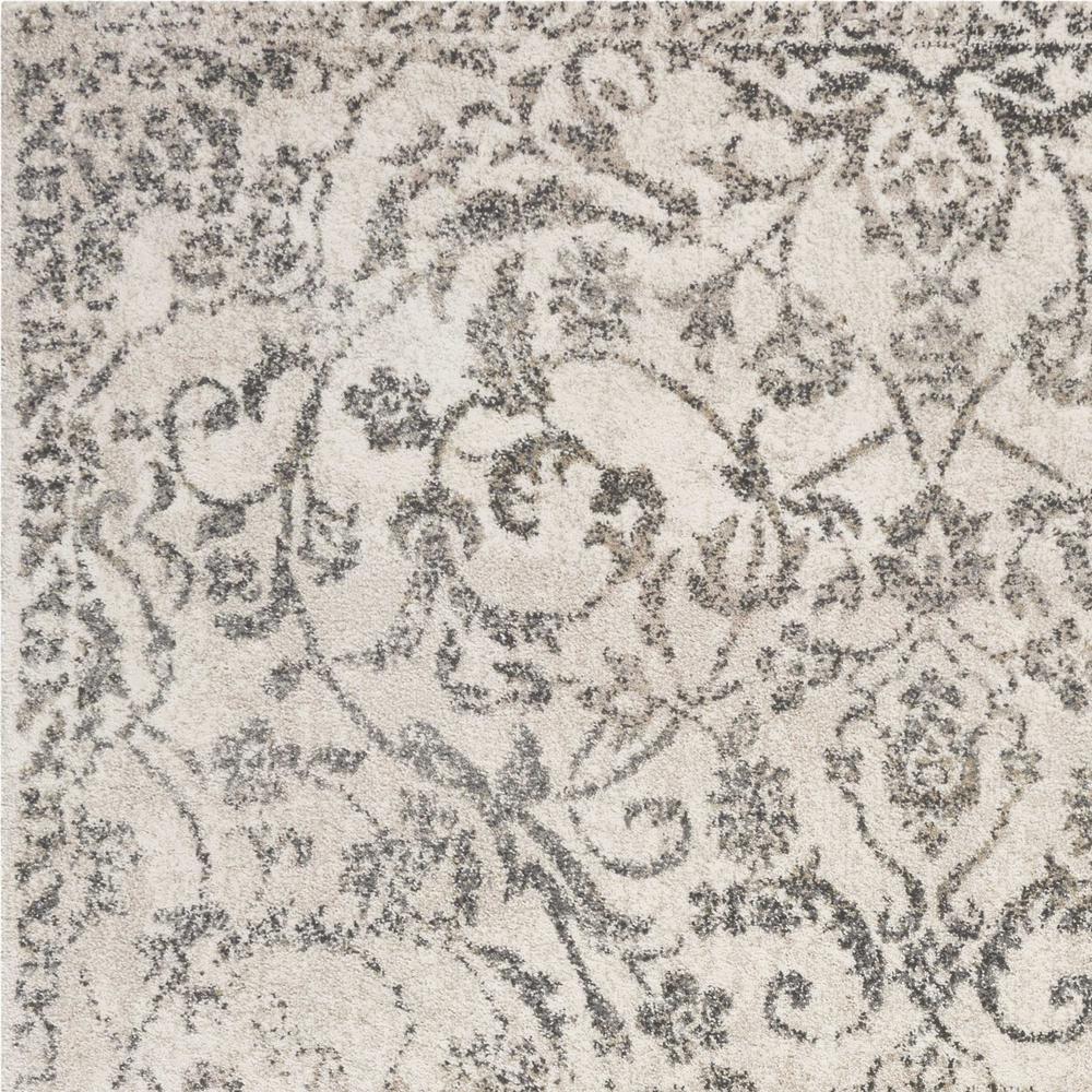 8'x10' Ivory Machine Woven Distressed Floral Vines Indoor Area Rug - 350059. Picture 3