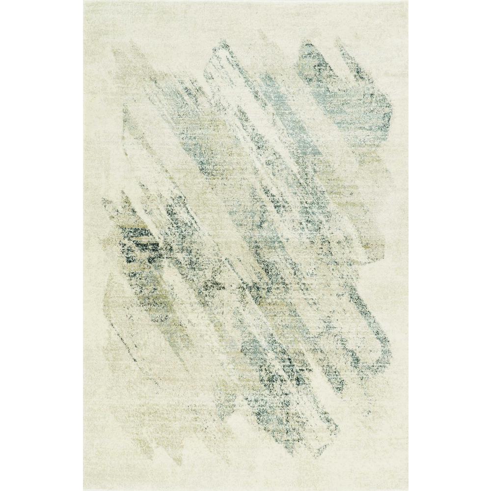 8'x10' Ivory Grey Machine Woven Abstract Brushstrokes Indoor Area Rug - 350063. Picture 1