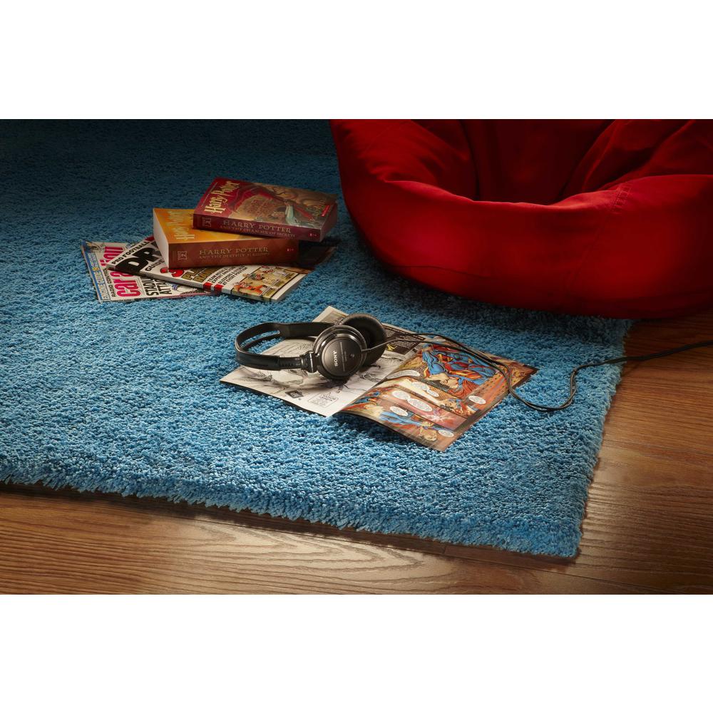 8'x11' Highlighter Blue Indoor Shag Rug - 350079. Picture 4