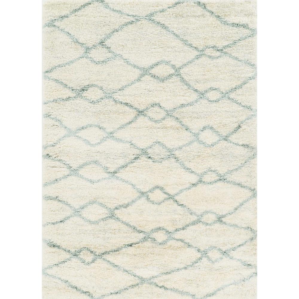 9'x13' Ivory Grey Machine Woven Chain Link Indoor Area Rug - 350103. Picture 1