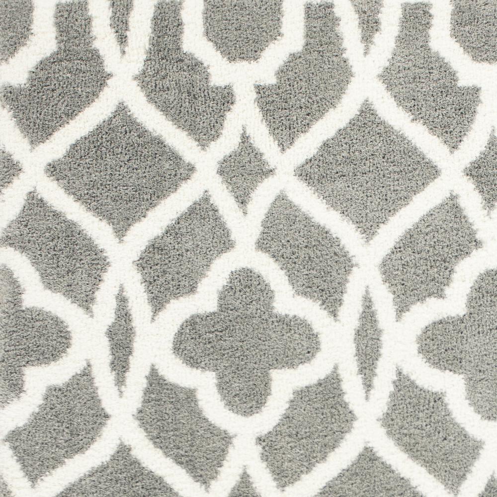 8'x11' Grey Ivory Machine Woven Ogee Indoor Shag Area Rug - 350186. Picture 3