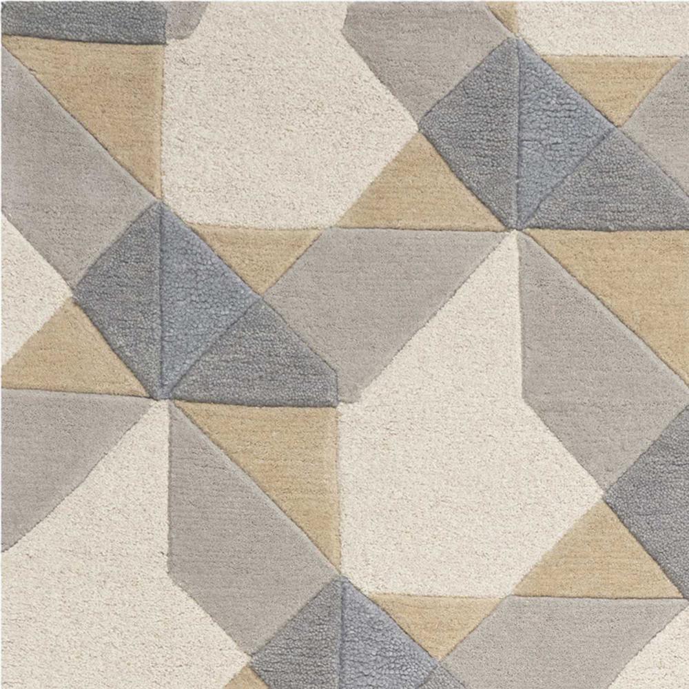 8'x11' Ivory Grey Hand Tufted Geometric Chain Pattern Indoor Area Rug - 350245. Picture 2