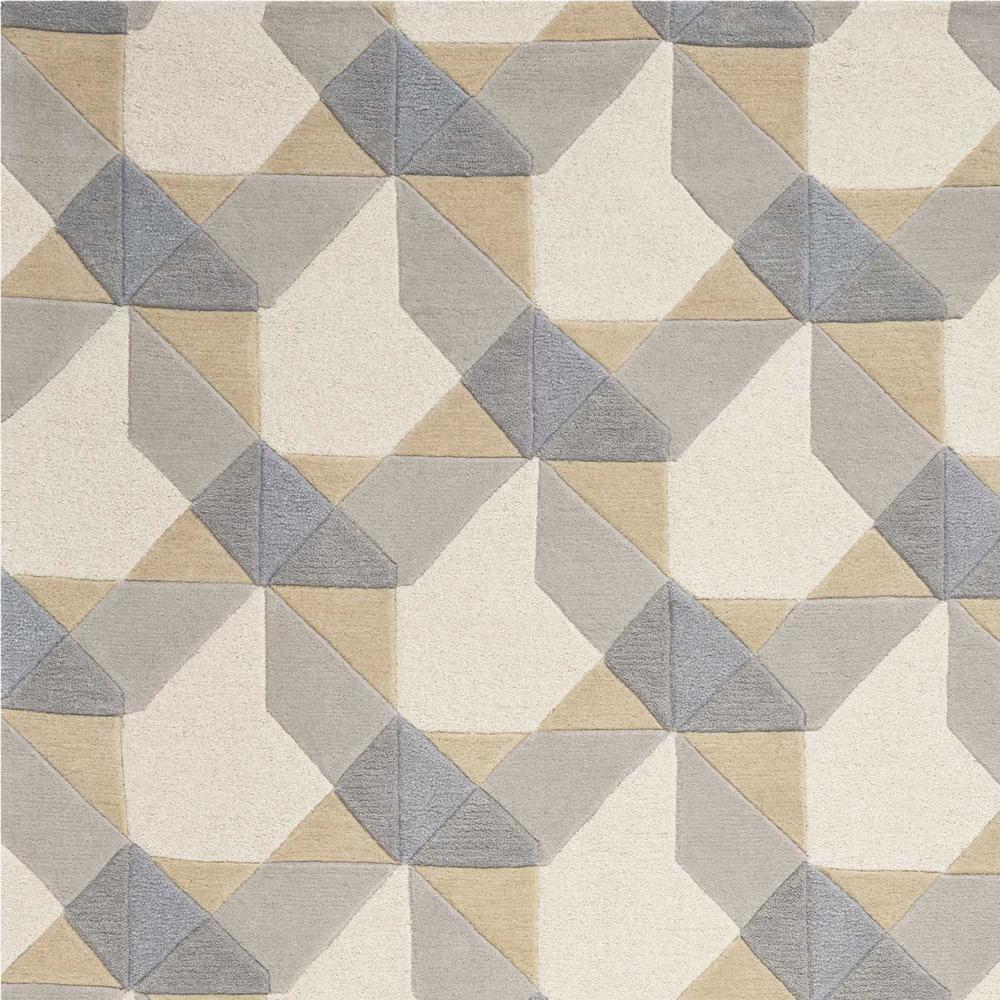 8'x11' Ivory Grey Hand Tufted Geometric Chain Pattern Indoor Area Rug - 350245. Picture 3