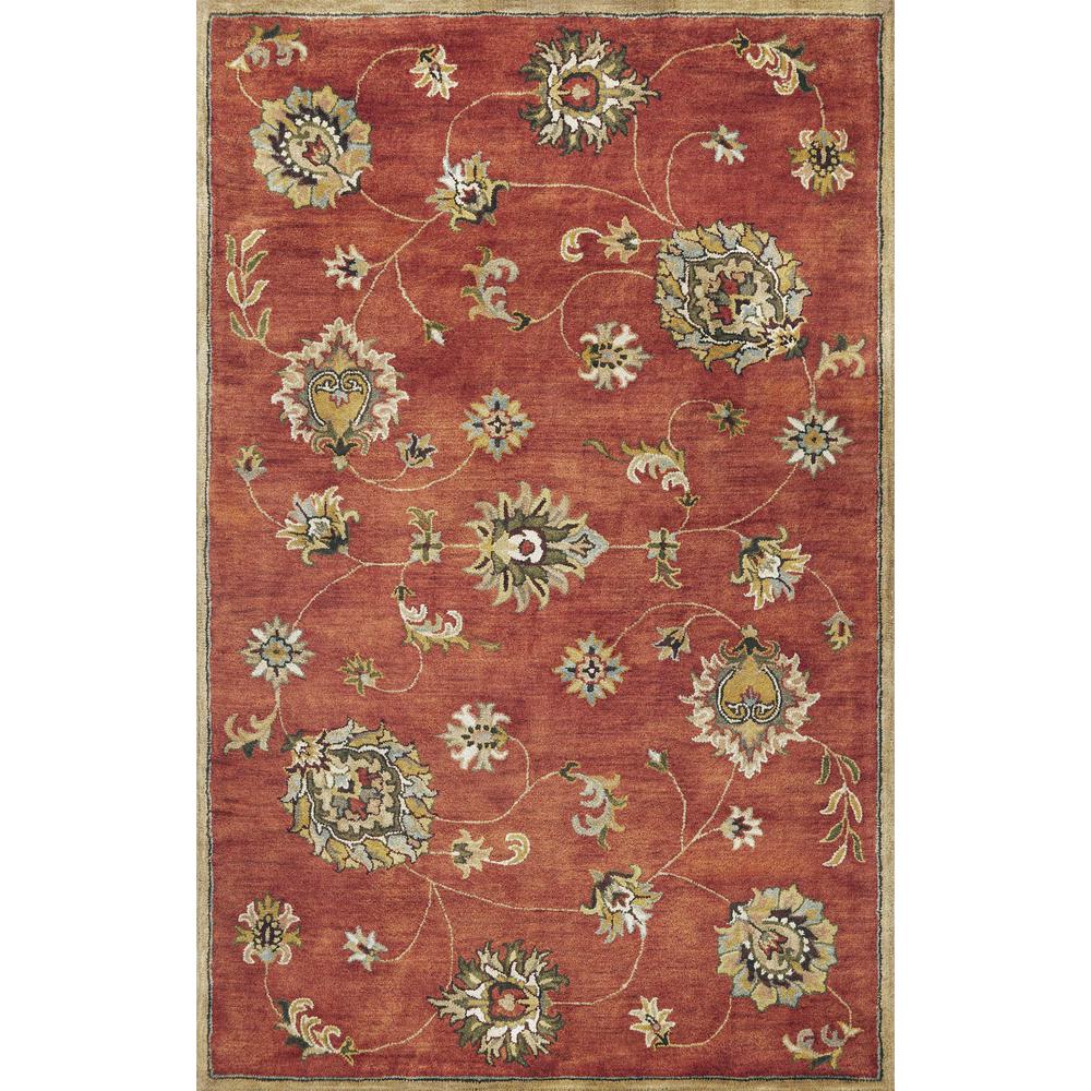 8'x11' Sienna Orange Hand Tufted Allover Traditional Floral Indoor Area Rug - 350259. Picture 1