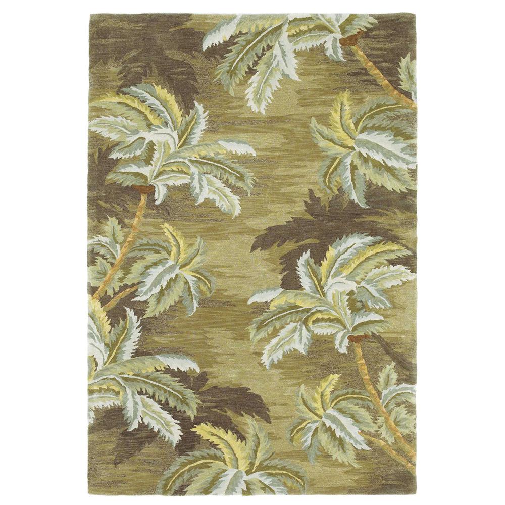 8'x10' Moss Green Hand Tufted Palm Trees Indoor Area Rug - 350310. Picture 1