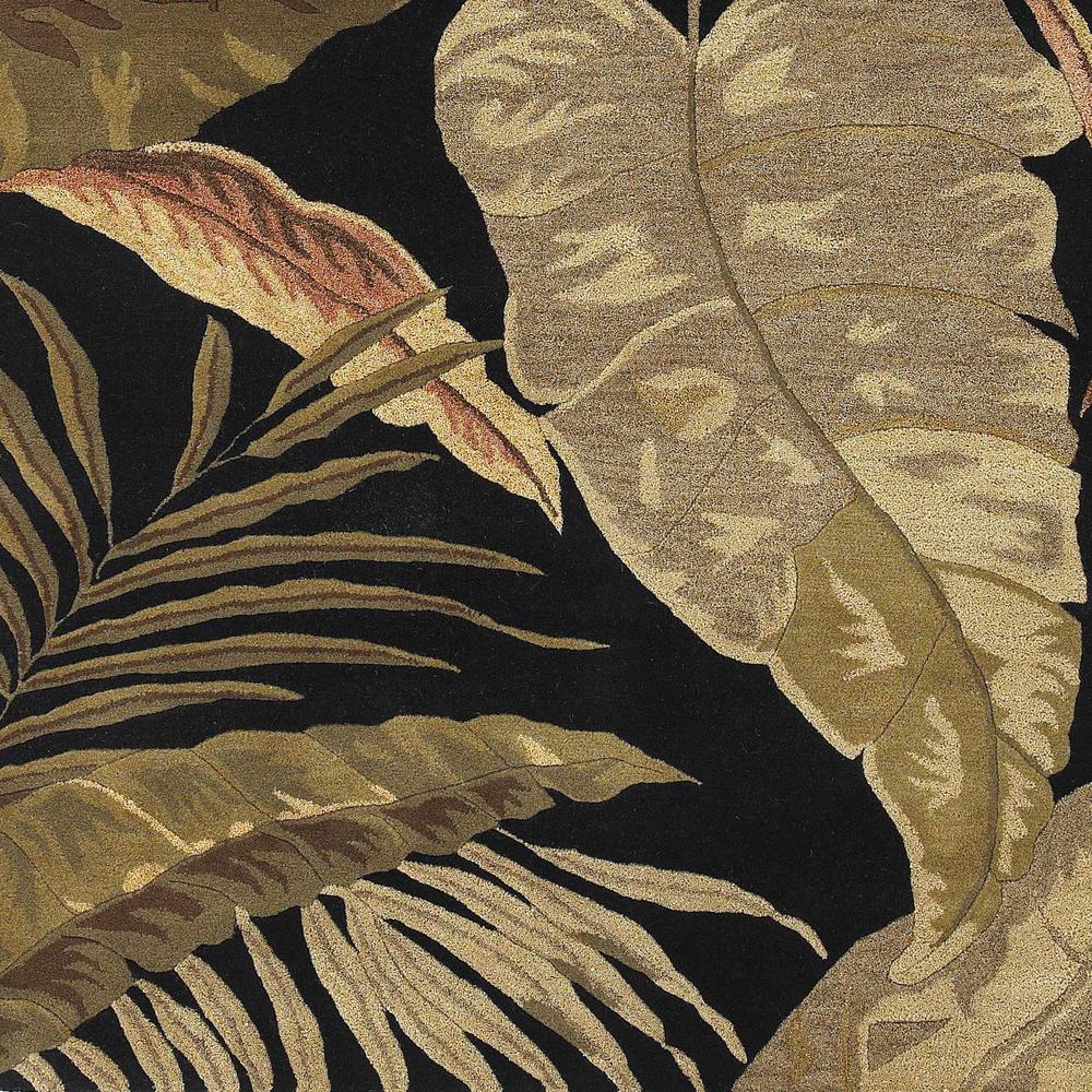 8'x11' Midnight Black Hand Tufted Tropical Leaves Indoor Area Rug - 350336. Picture 2
