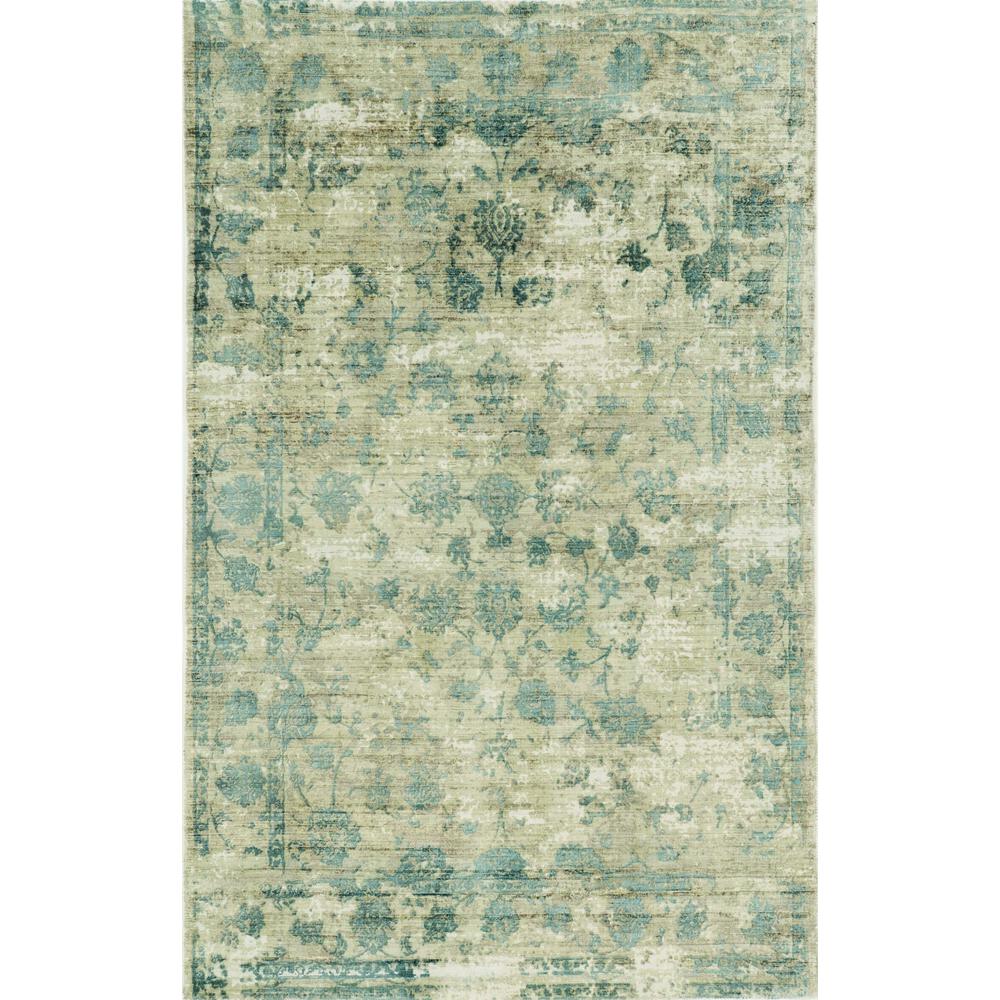 8'x10' Sand Blue Hand Loomed Traditional Floral Indoor Area Rug - 350414. Picture 1