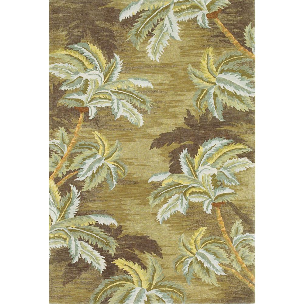 8' x 11'  Wool  Moss Green Palm Trees Area Rug - 350425. Picture 2