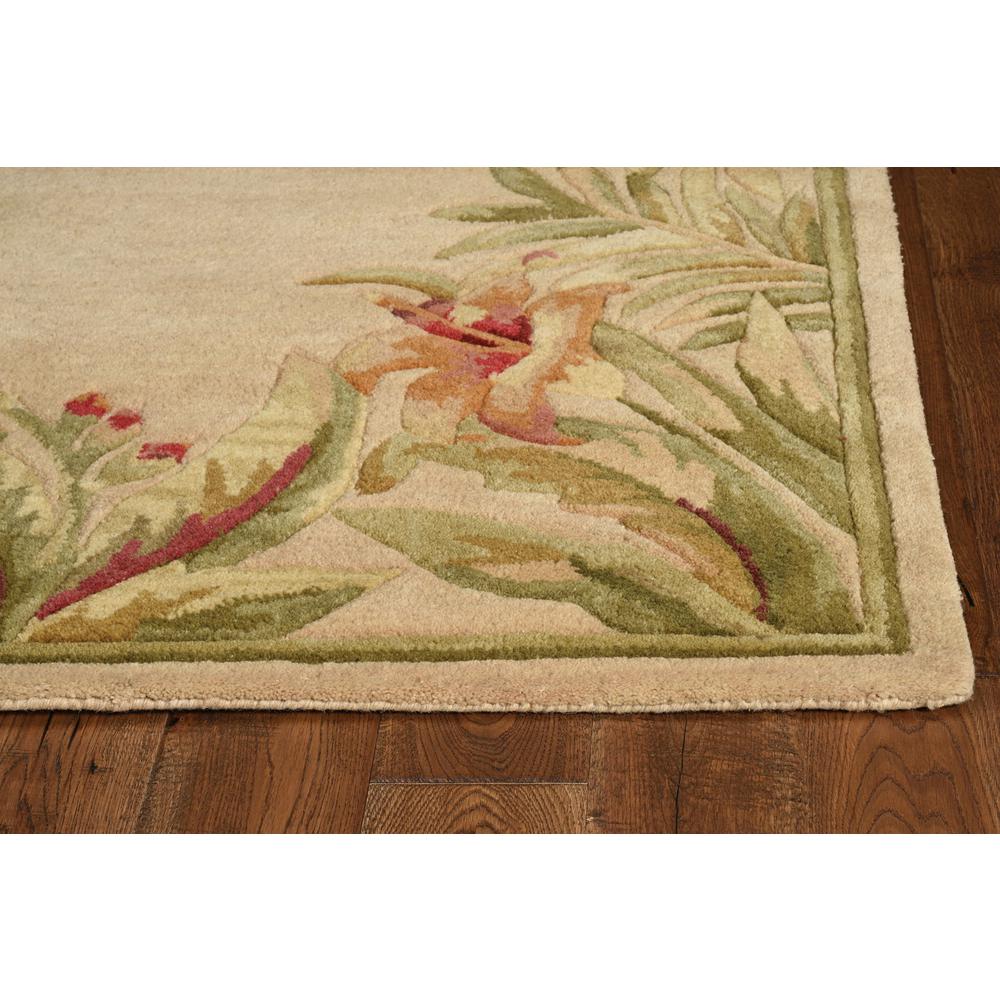 8' x 11'  Wool Ivory Tropical Greenery Area Rug - 350435. Picture 4