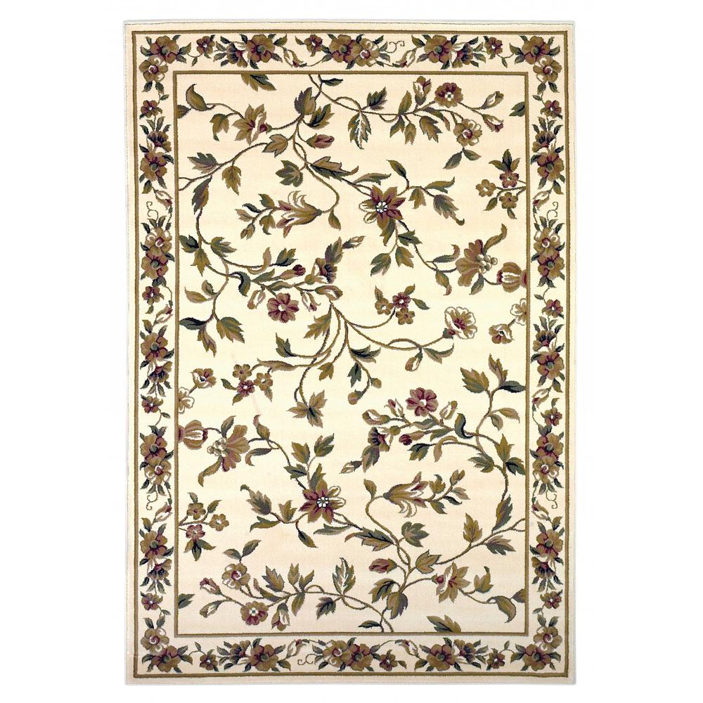 10'x13' Ivory Machine Woven Floral Vines Indoor Area Rug - 350470. Picture 1