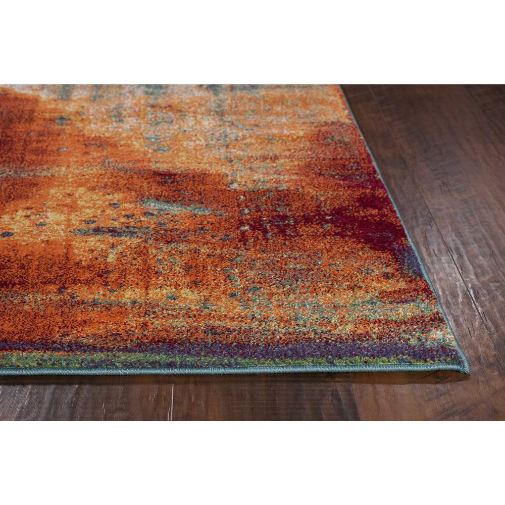 10'x13' Blue Rust Orange Machine Woven Abstract Brushstrokes Indoor Area Rug - 350518. Picture 6