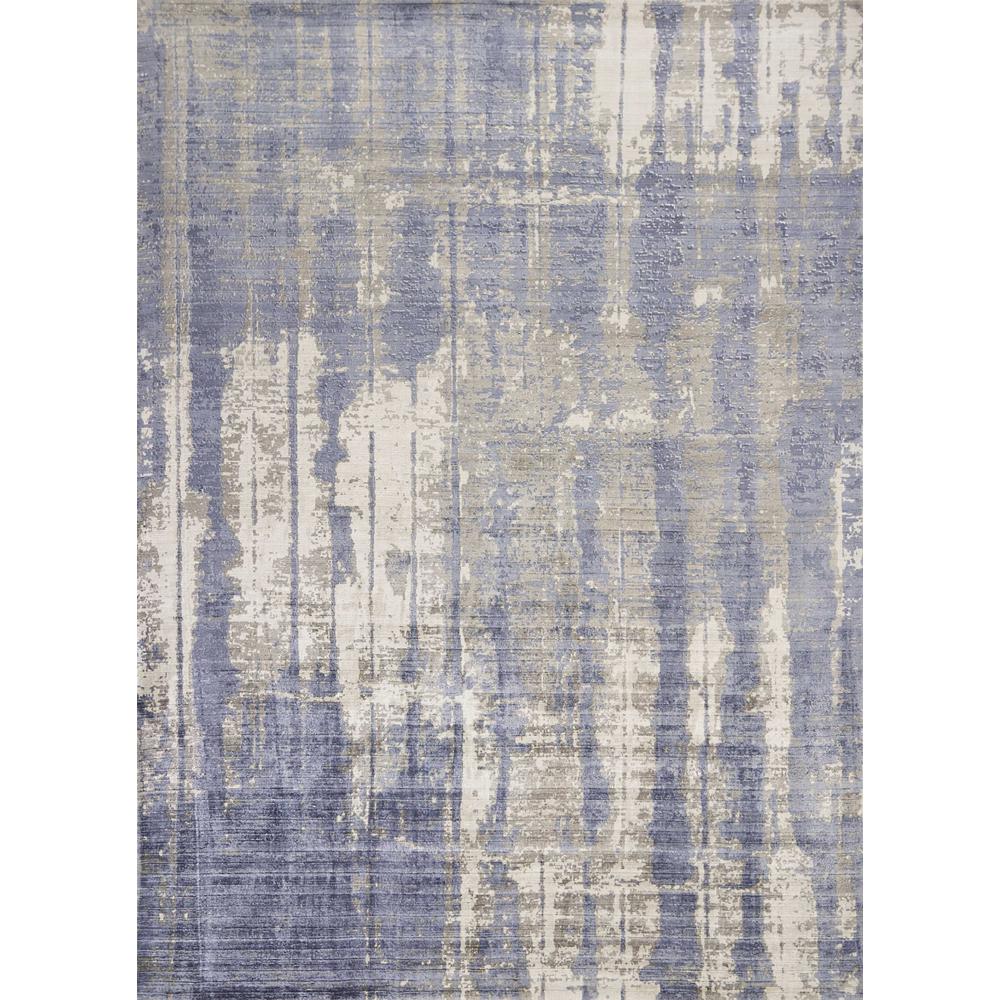 9'x13' Grey Blue Hand Loomed Abstract Brushstroke Indoor Area Rug - 350640. Picture 1