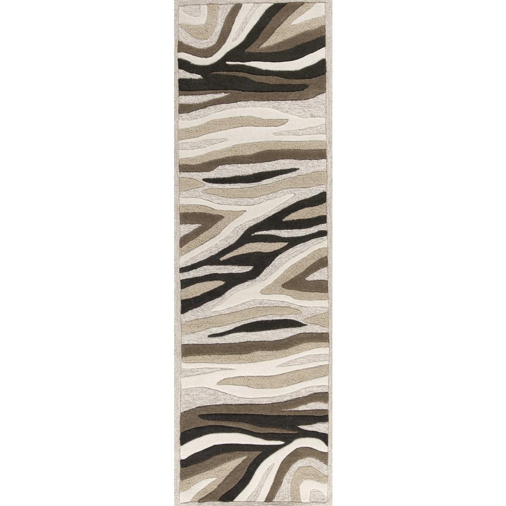 2' x 7' Natural Abstract Waves Wool Runner Rug - 352300. Picture 1