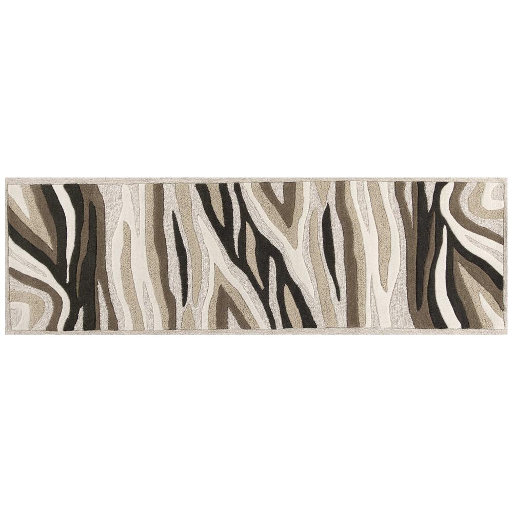 2' x 7' Natural Abstract Waves Wool Runner Rug - 352300. Picture 2