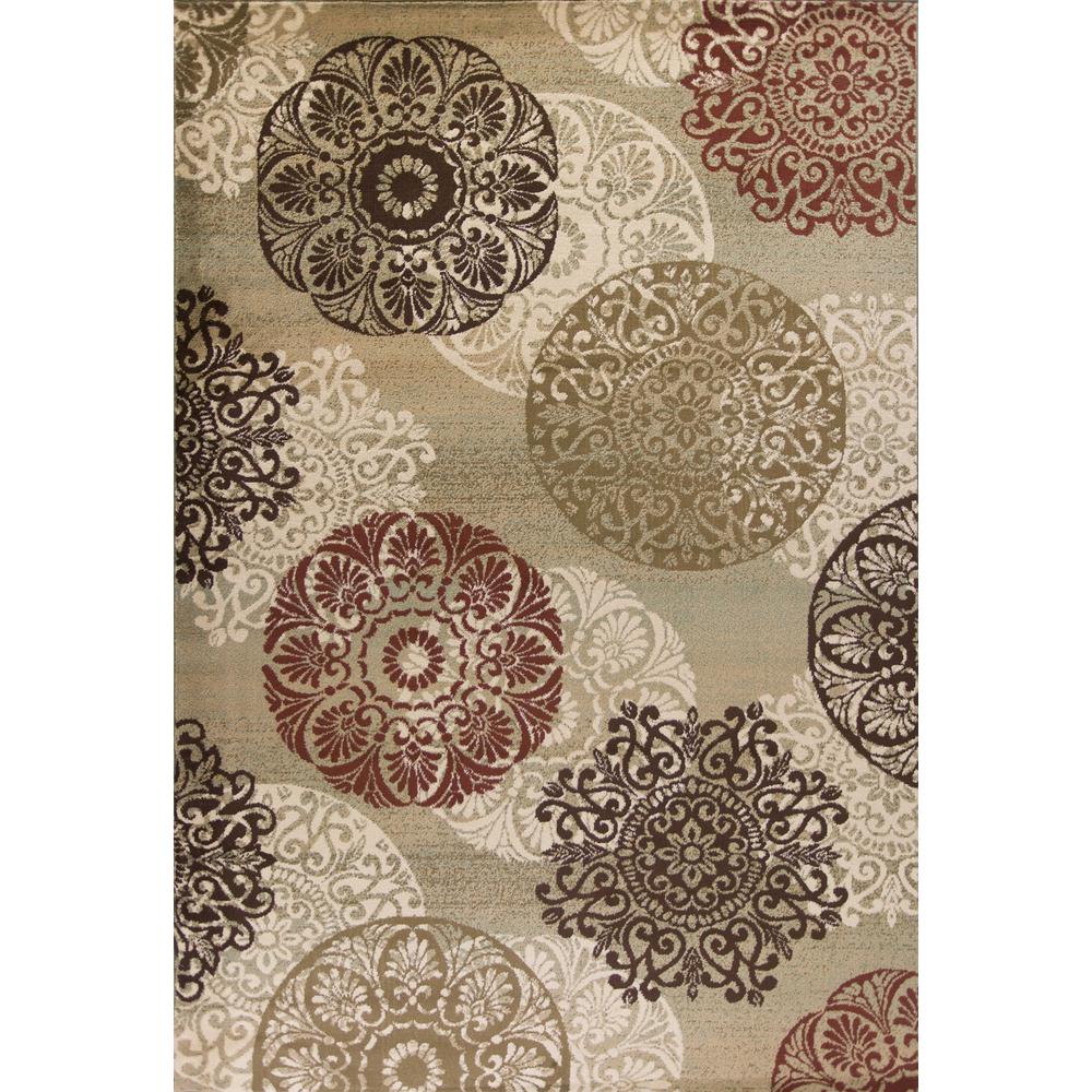 5'x8' Sage Green Machine Woven Floral Medallion Disk Indoor Area Rug - 352306. Picture 1