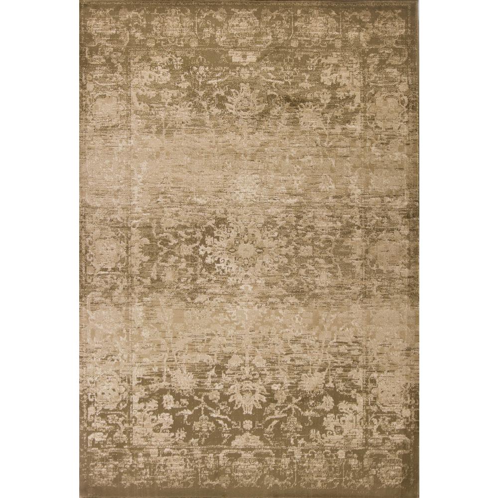 5'x8' Beige Machine Woven Distressed Floral Traditional Indoor Area Rug - 352308. Picture 1