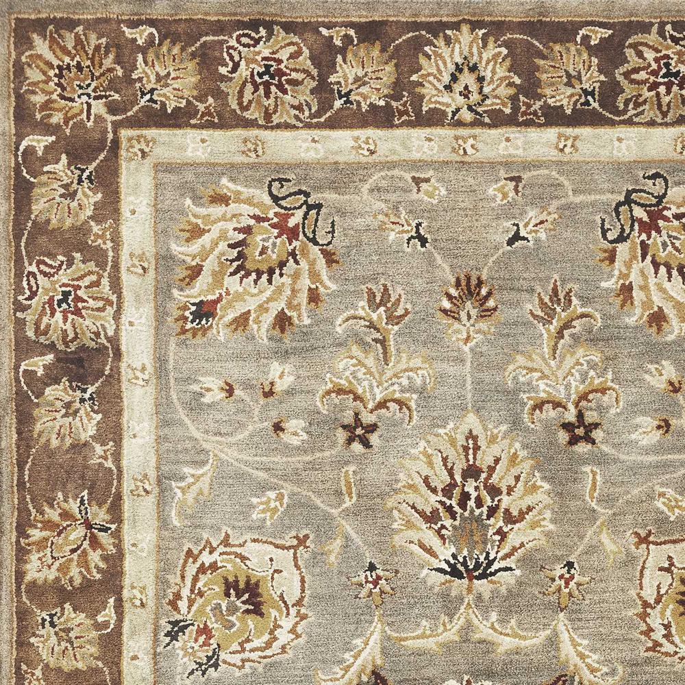 2' x 7' Grey or Mocha Floral Vines Bordered Wool Runner Rug - 352309. Picture 3