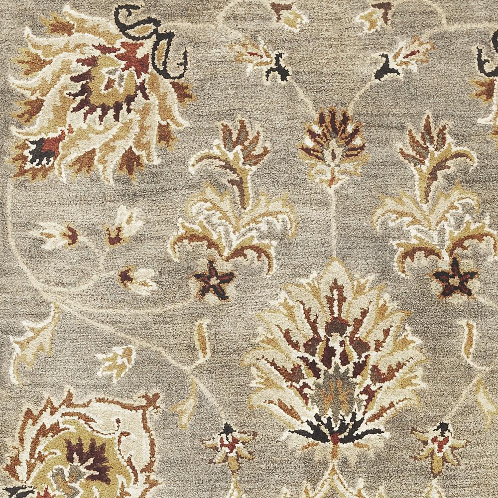 2' x 7' Grey or Mocha Floral Vines Bordered Wool Runner Rug - 352309. Picture 4