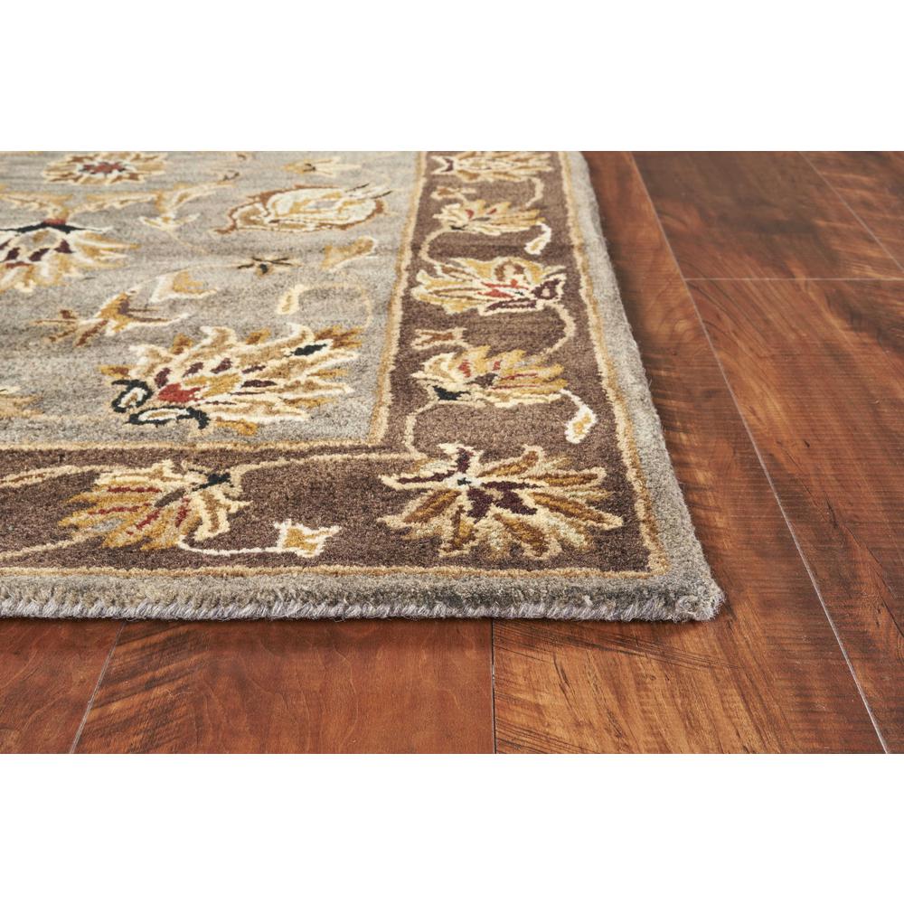 3'x5' Grey Mocha Hand Tufted Wool Traditional Floral Indoor Area Rug - 352310. Picture 2