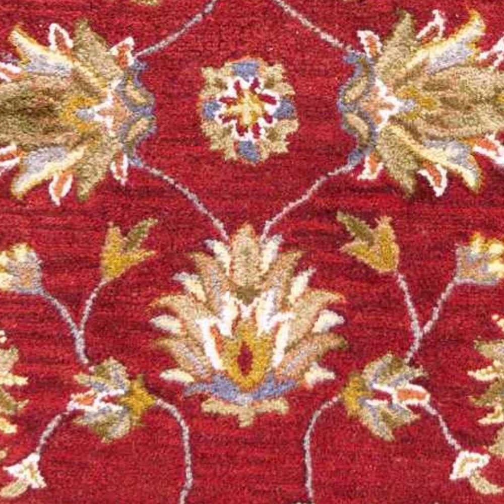 2' x 7' Red Floral Vines Bordered Wool Runner Rug - 352311. Picture 3