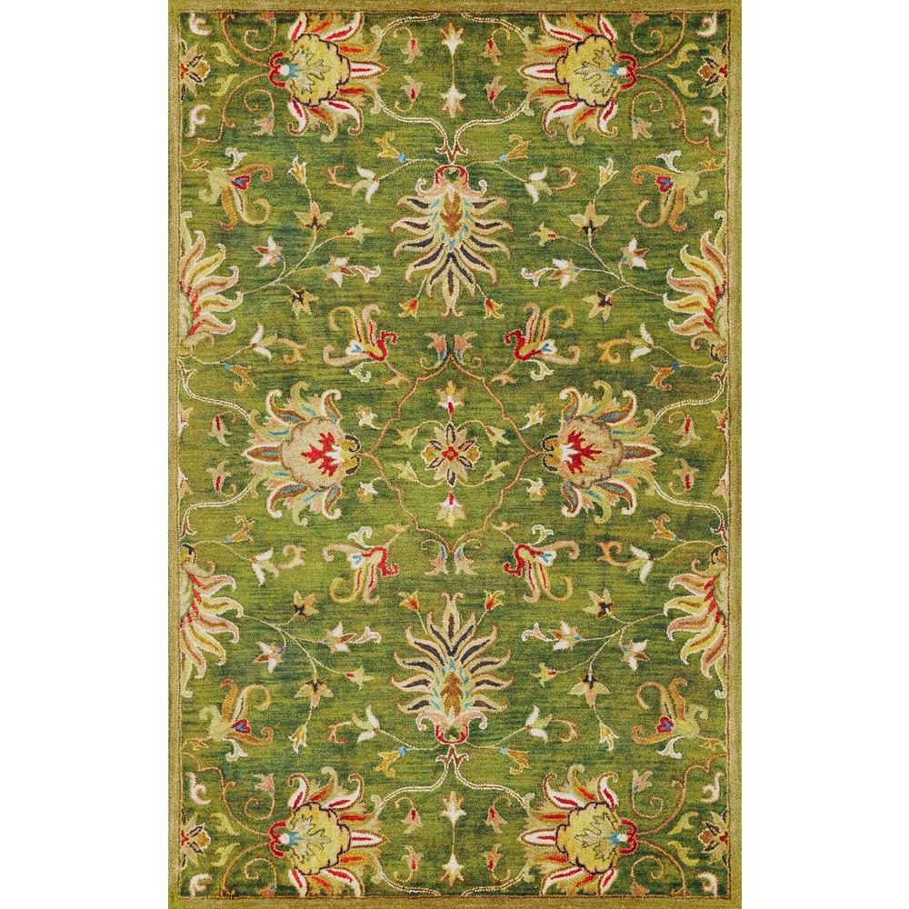 3'x5' Emerald Green Hand Tufted Wool Traditional Floral Indoor Area Rug - 352322. Picture 1