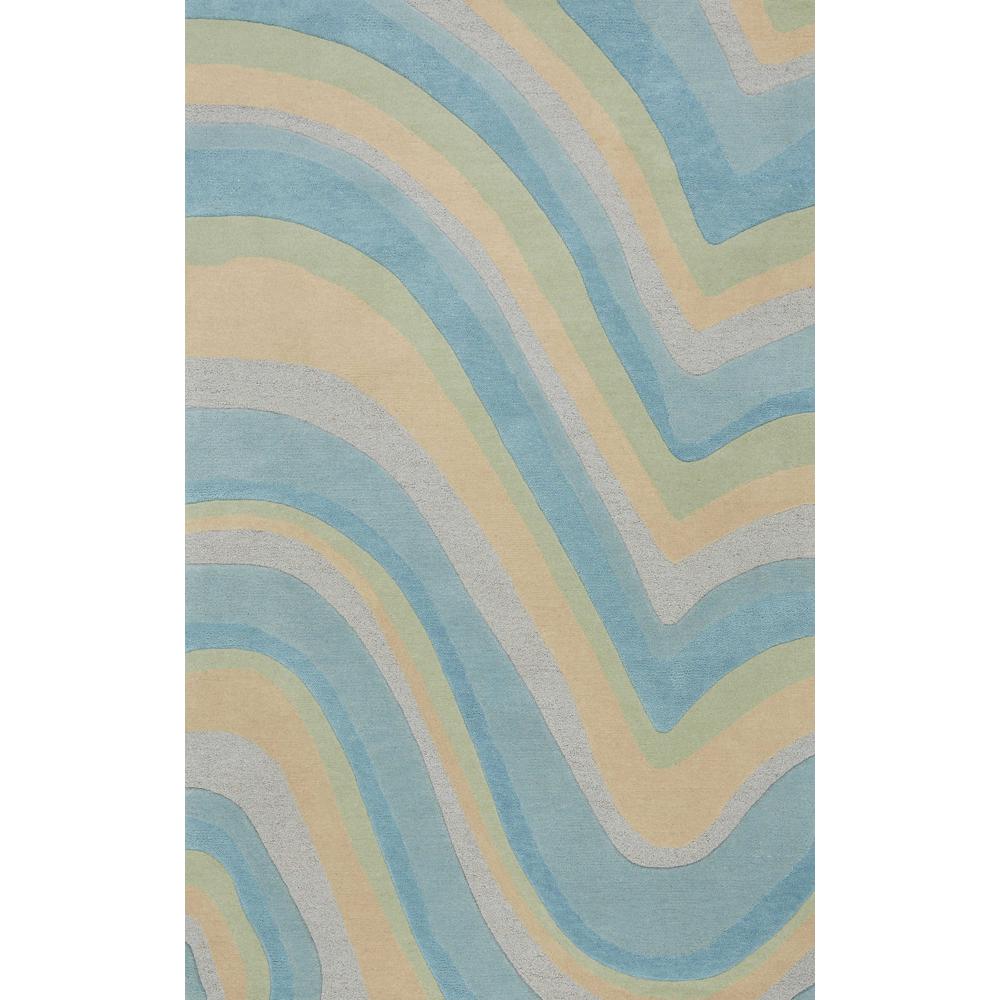 3'x5' Ocean Blue Beige Hand Tufted Abstract Waves Indoor Area Rug - 352350. Picture 1