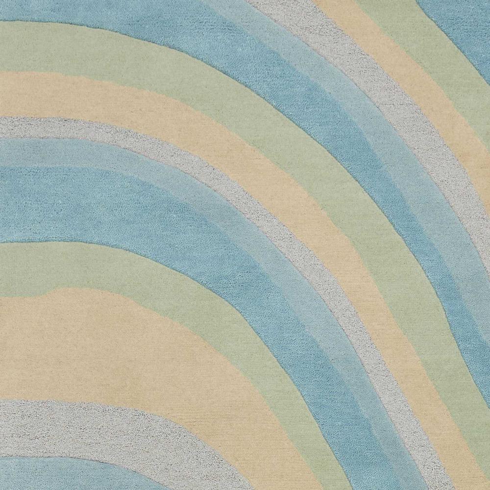 3'x5' Ocean Blue Beige Hand Tufted Abstract Waves Indoor Area Rug - 352350. Picture 3