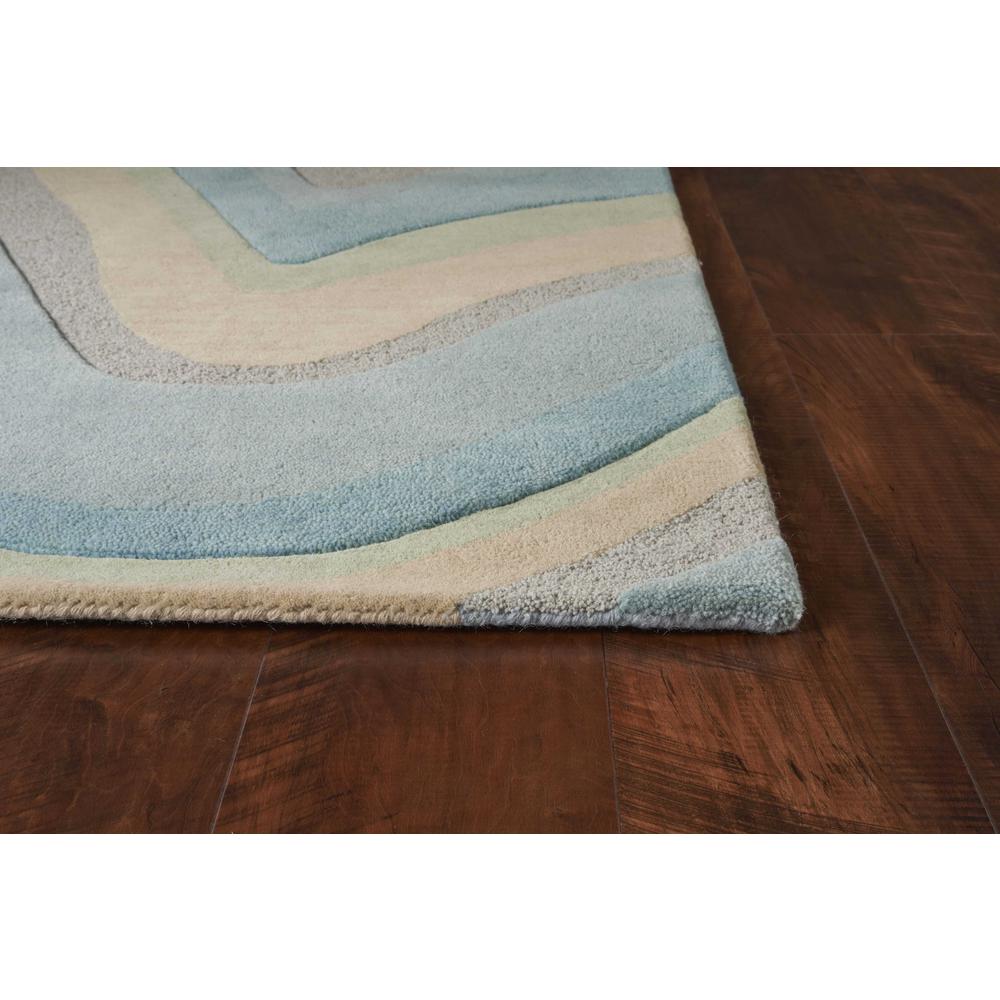 3'x5' Ocean Blue Beige Hand Tufted Abstract Waves Indoor Area Rug - 352350. Picture 4