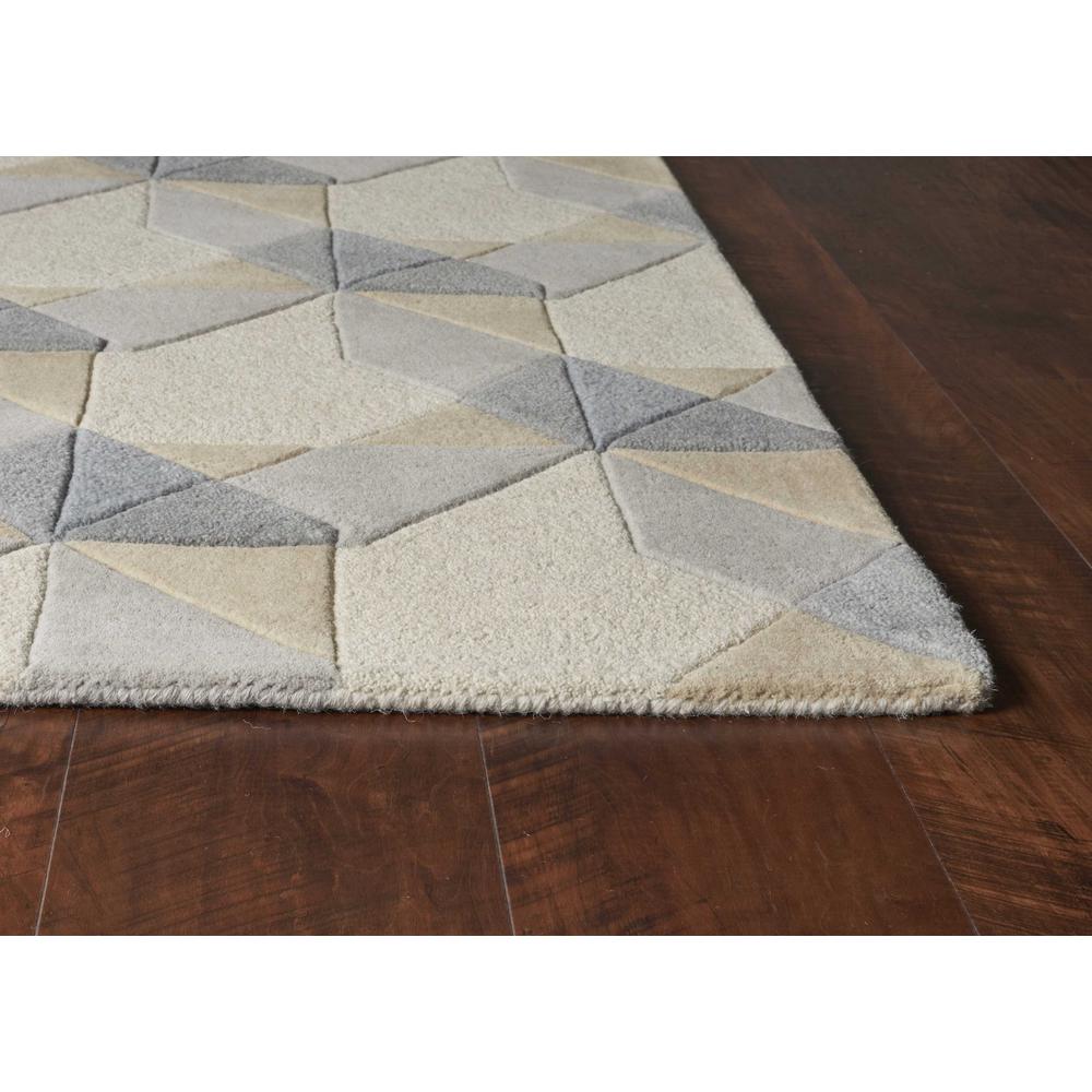 3' x 5' Ivory or Grey Geometric Wool Area Rug - 352351. Picture 5