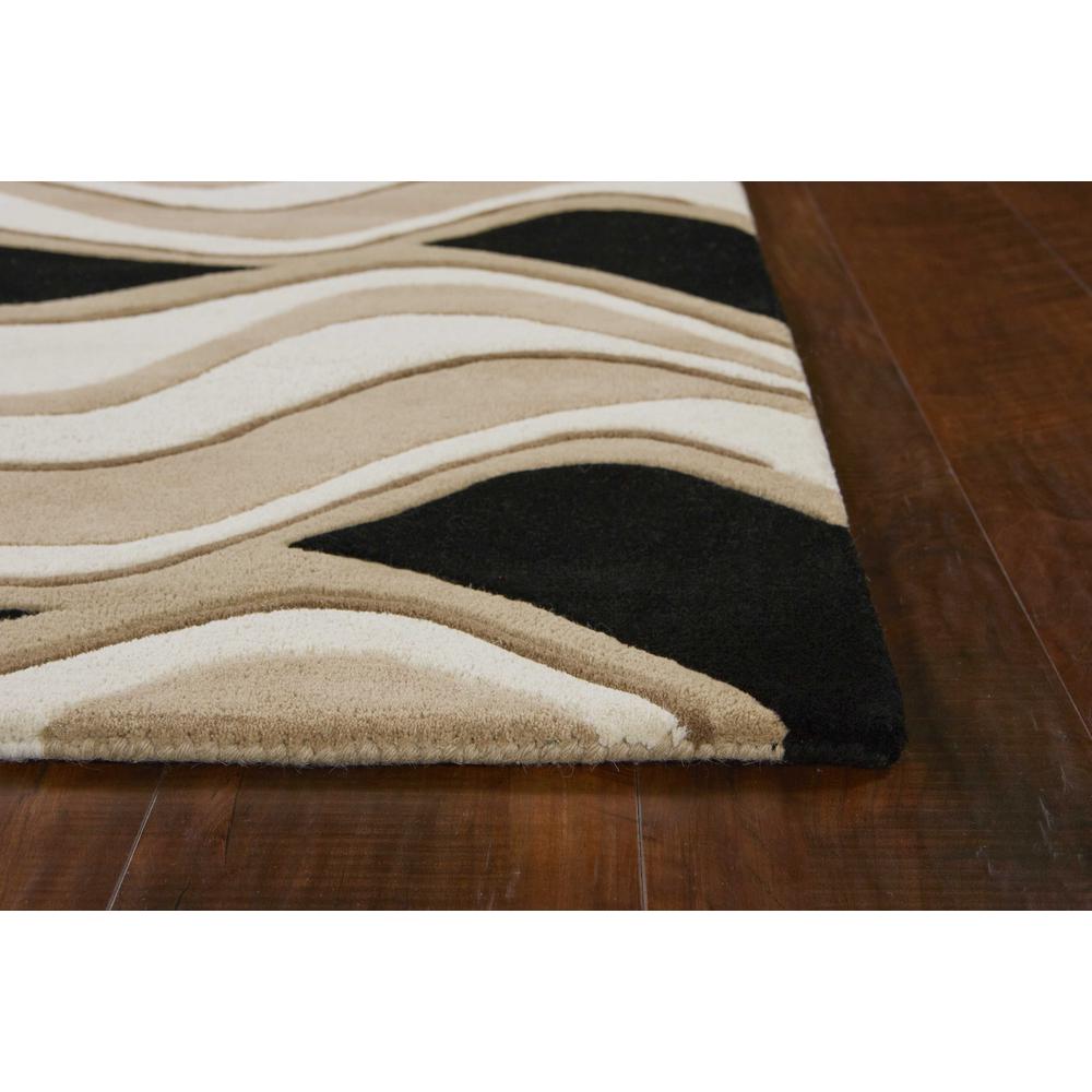 3' x 5' Black or Beige Abstract Waves Wool Area Rug - 352354. Picture 4