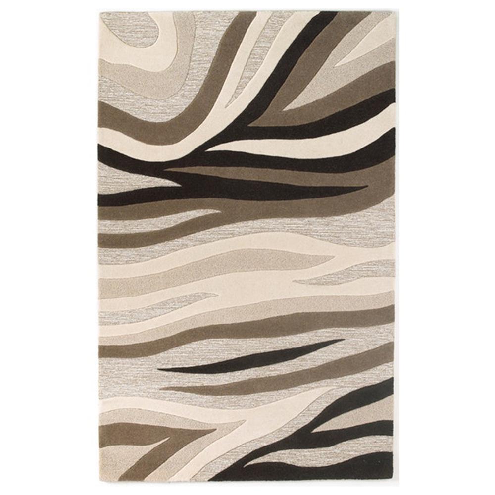 3'x5' Natural Beige Hand Tufted Abstract Waves Indoor Area Rug - 352356. Picture 3
