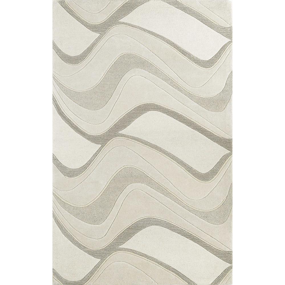 3'x5' Ivory Hand Tufted Abstract Waves Indoor Area Rug - 352358. Picture 1