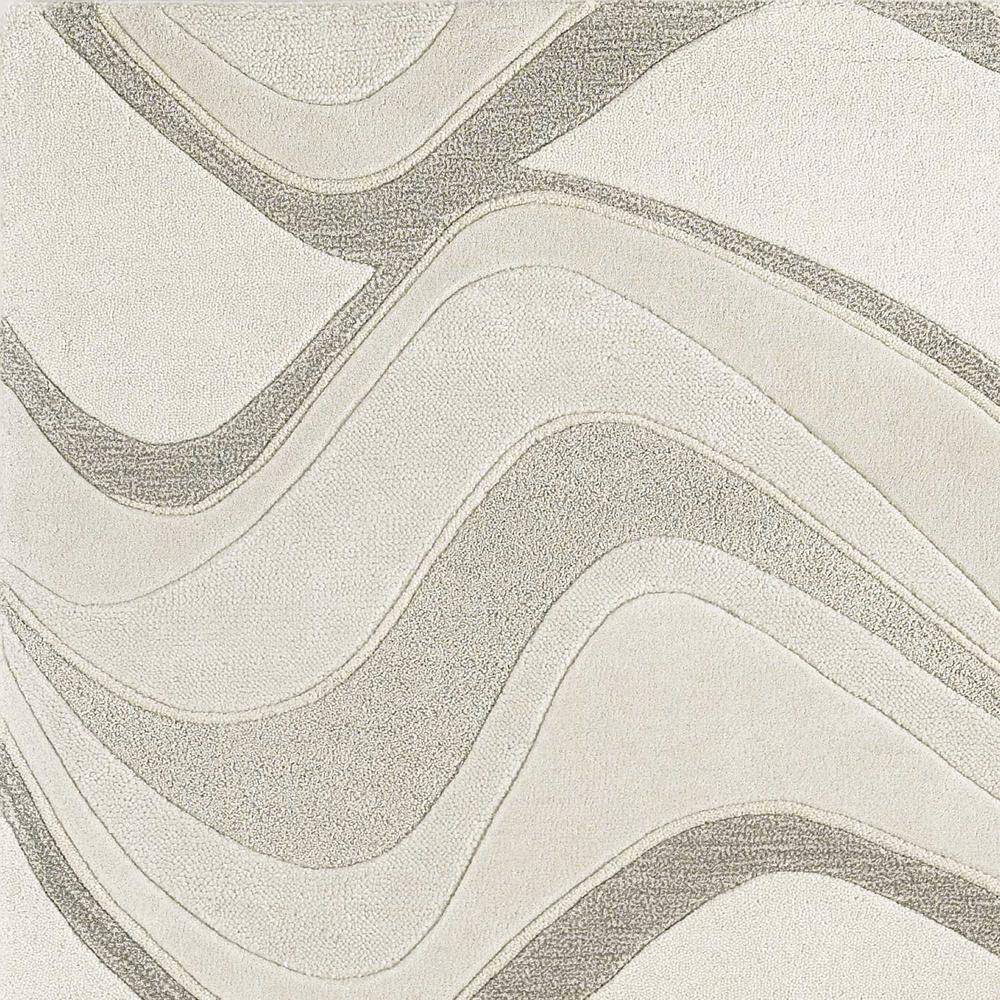 3'x5' Ivory Hand Tufted Abstract Waves Indoor Area Rug - 352358. Picture 3