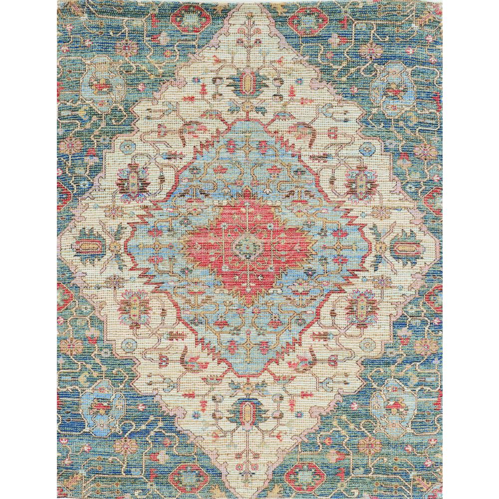 5' x 7' Blue or Red Vintage Diamond Jute Area Rug - 352368. Picture 1