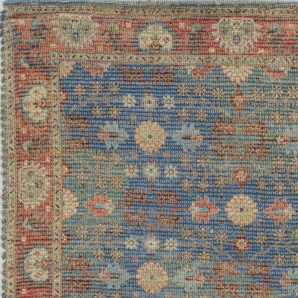 5'x7' Blue Red Hand Woven Floral Traditional Indoor Area Rug - 352369. Picture 3