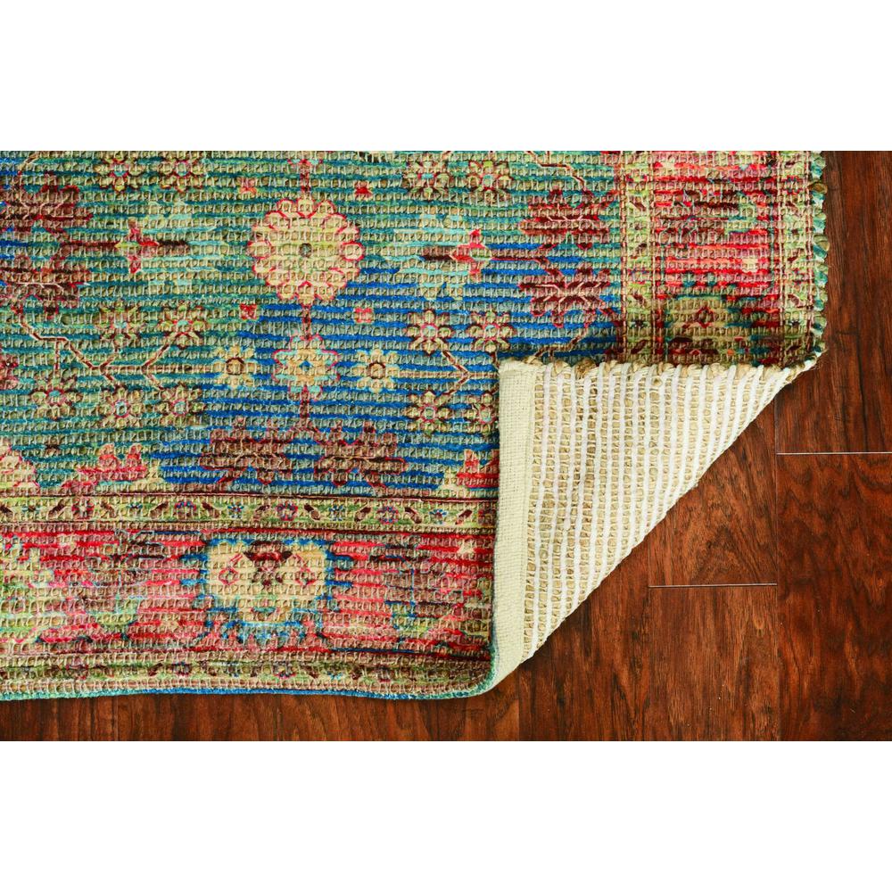 5'x7' Blue Red Hand Woven Floral Traditional Indoor Area Rug - 352369. Picture 4