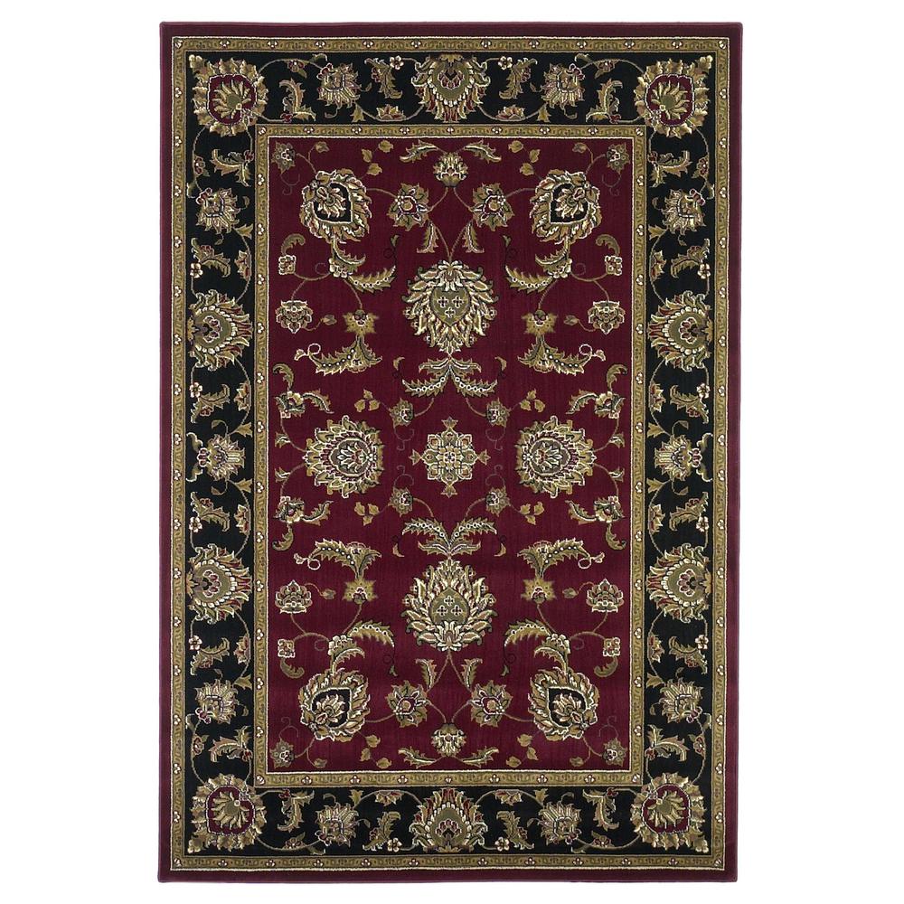 5'x8' Red Black Machine Woven Floral Traditional Indoor Area Rug - 352407. Picture 1